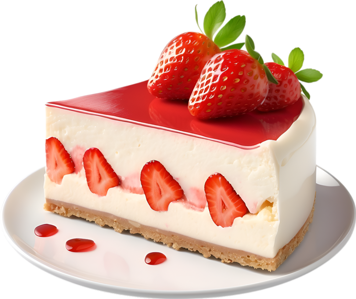 AI generated Strawberry cheesecake. Close-up image of a strawberry cheesecake. png