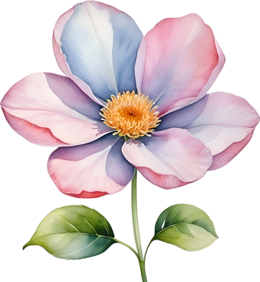 AI generated Watercolor painting of a cute pastel flower. png