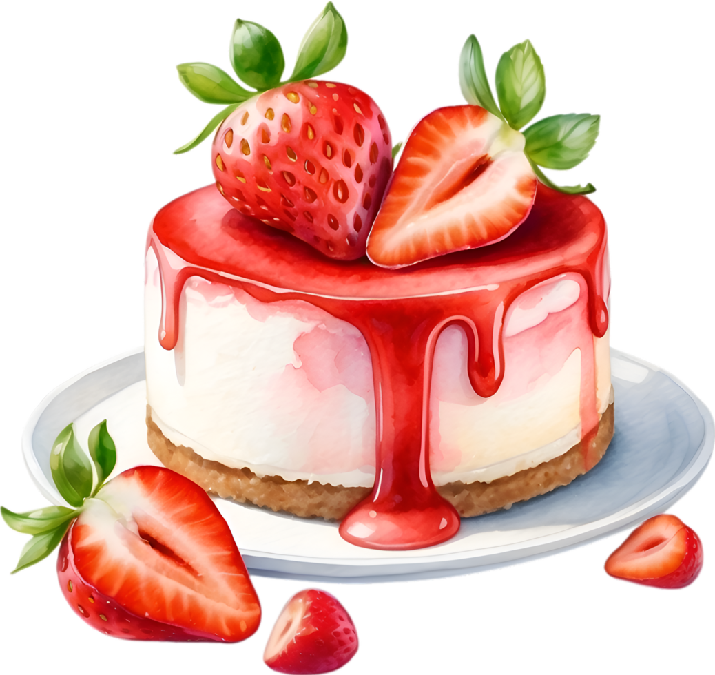 AI generated Strawberry cheesecake. Close-up image of a strawberry cheesecake. png