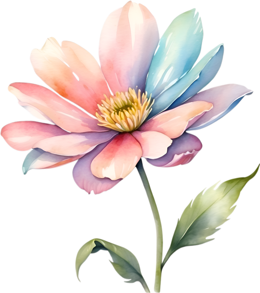 AI generated Watercolor painting of a cute pastel flower. png