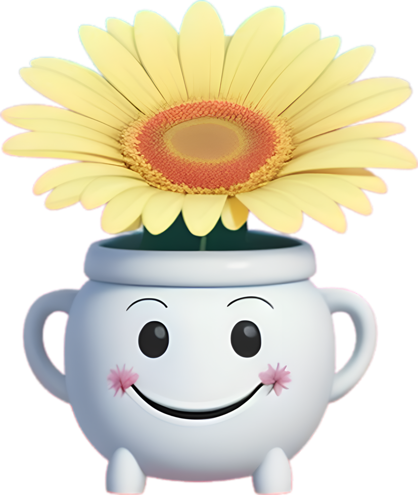 AI generated Cartoon flower with a smiling face. png