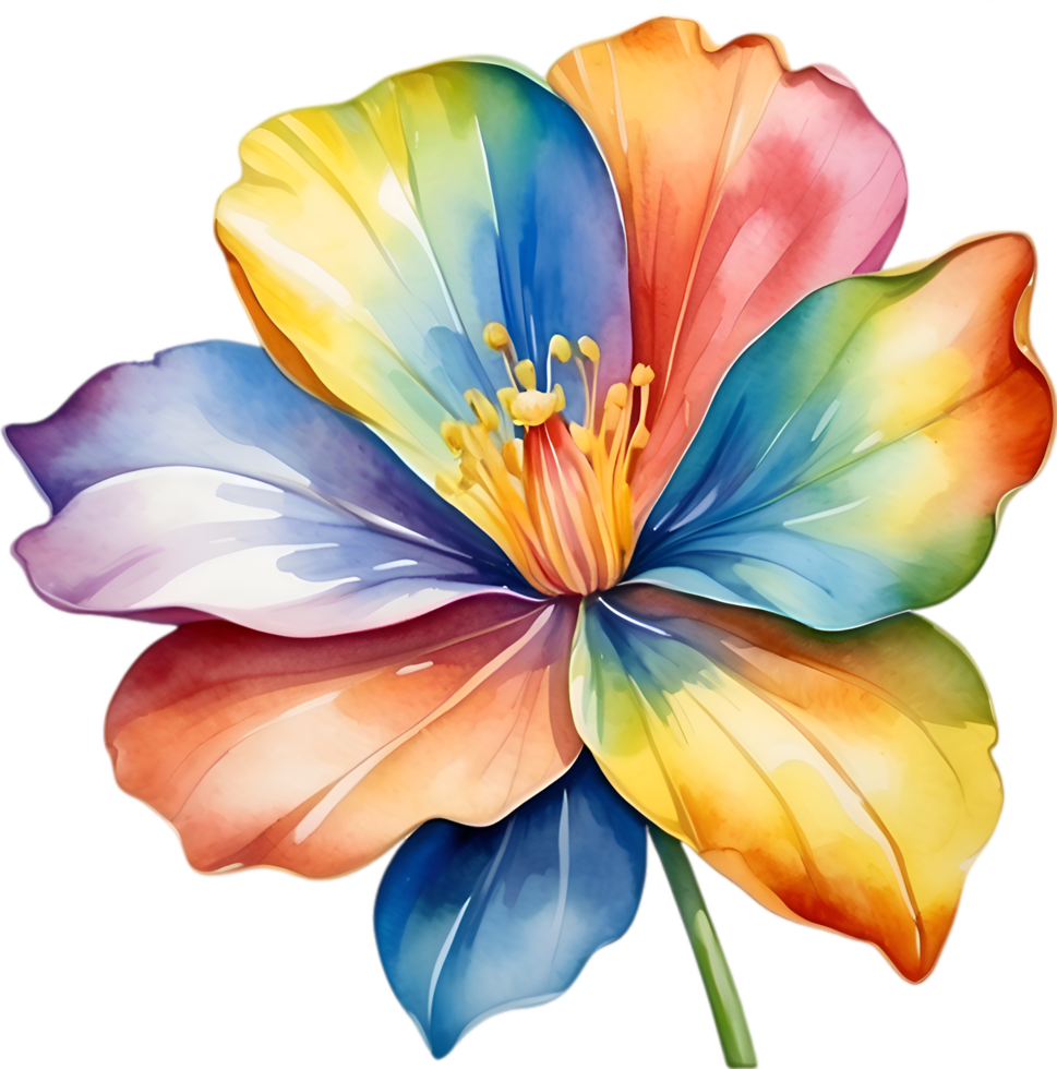 AI generated Watercolor painting of a cute rainbow flower. 37798914 PNG