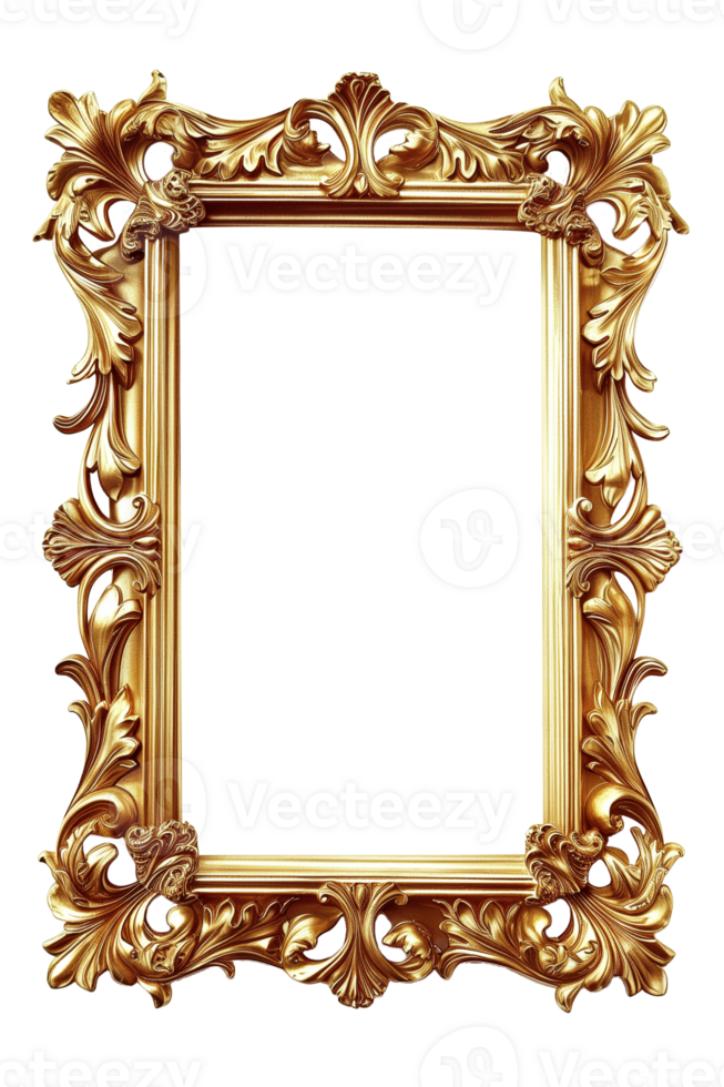 AI generated Vertical golden frame on a transparent background png