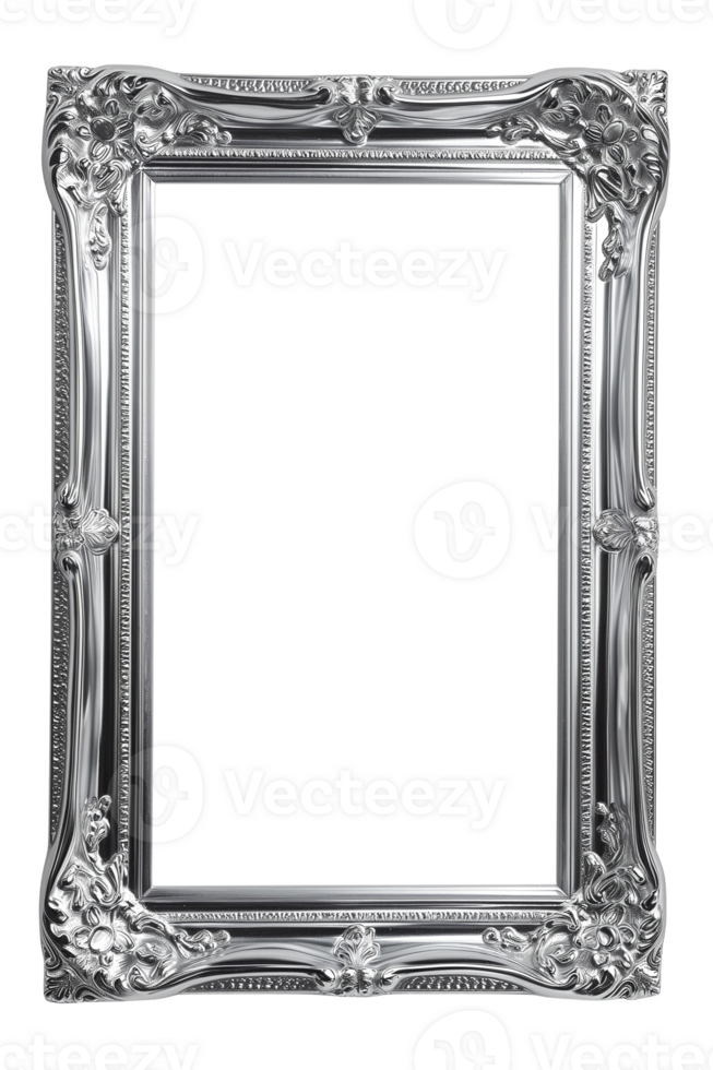 AI generated Vertical silver frame on a transparent background png