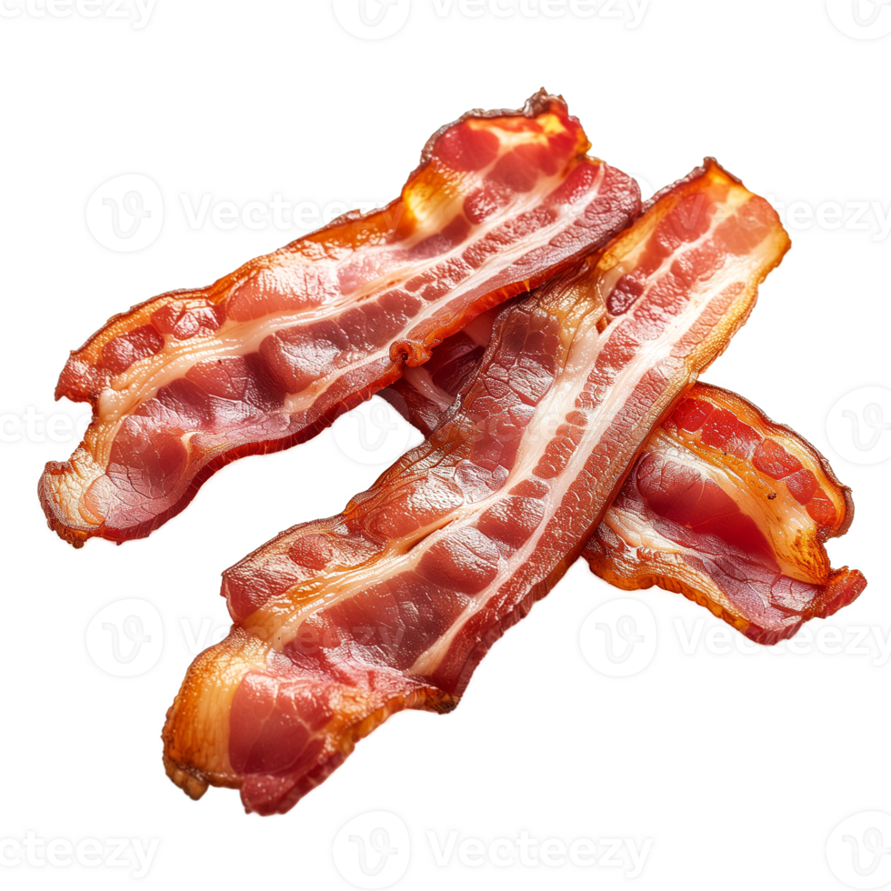 AI generated Couple of cooked bacon rashers isolated on a transparent background png