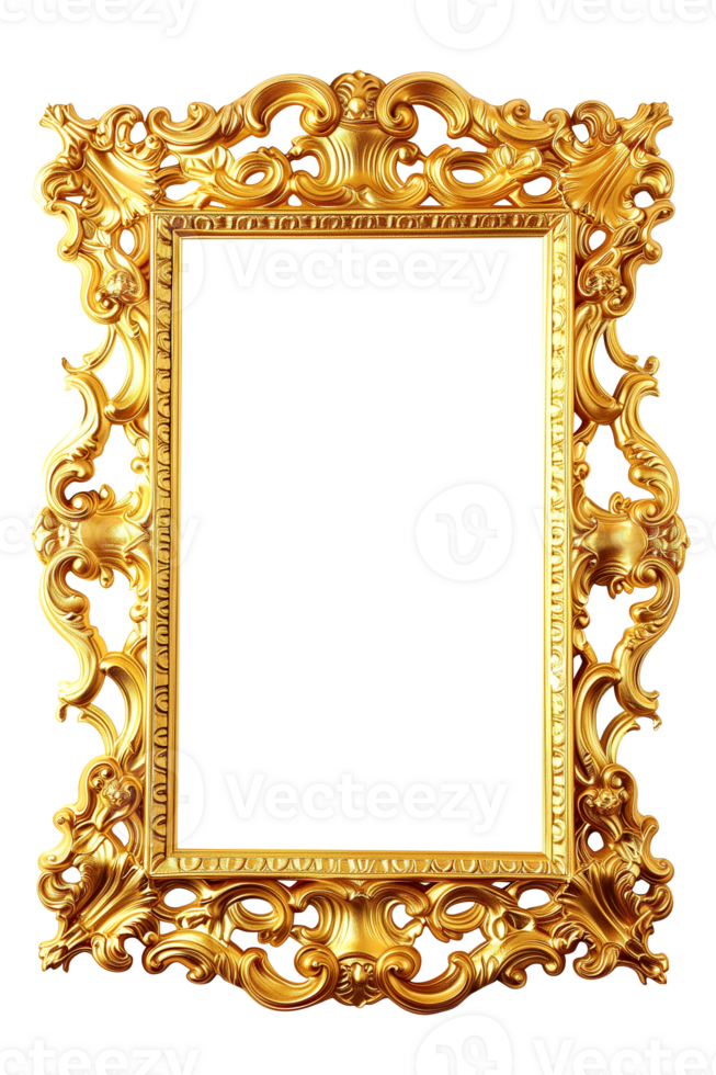 AI generated Vertical golden frame on a transparent background png