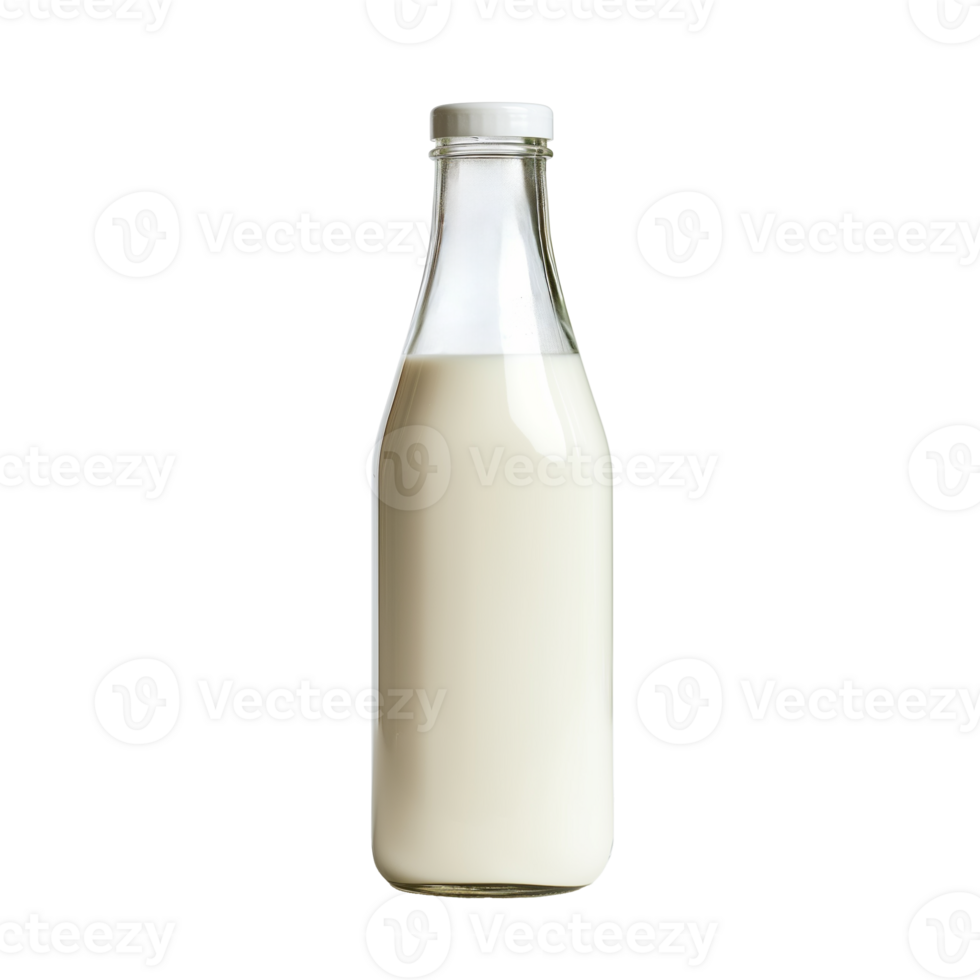 ai généré une Lait bouteille côté vue isolé sur une transparent Contexte png