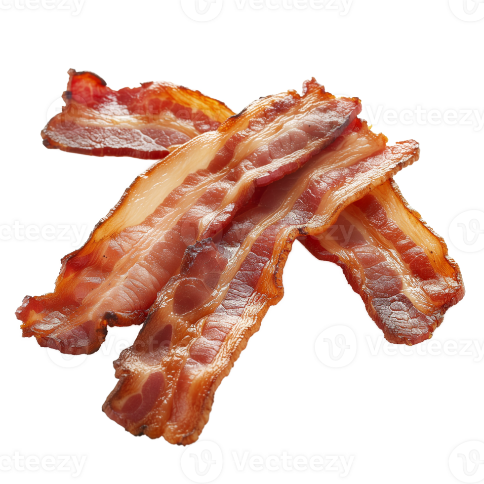 AI generated Couple of cooked bacon rashers isolated on a transparent background png