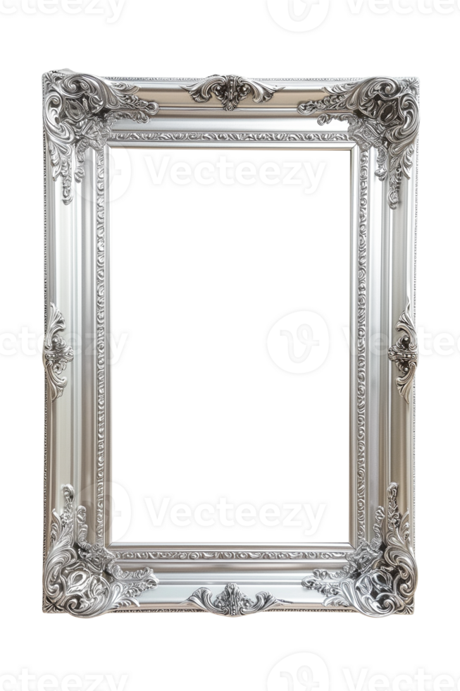 AI generated Vertical silver frame on a transparent background png