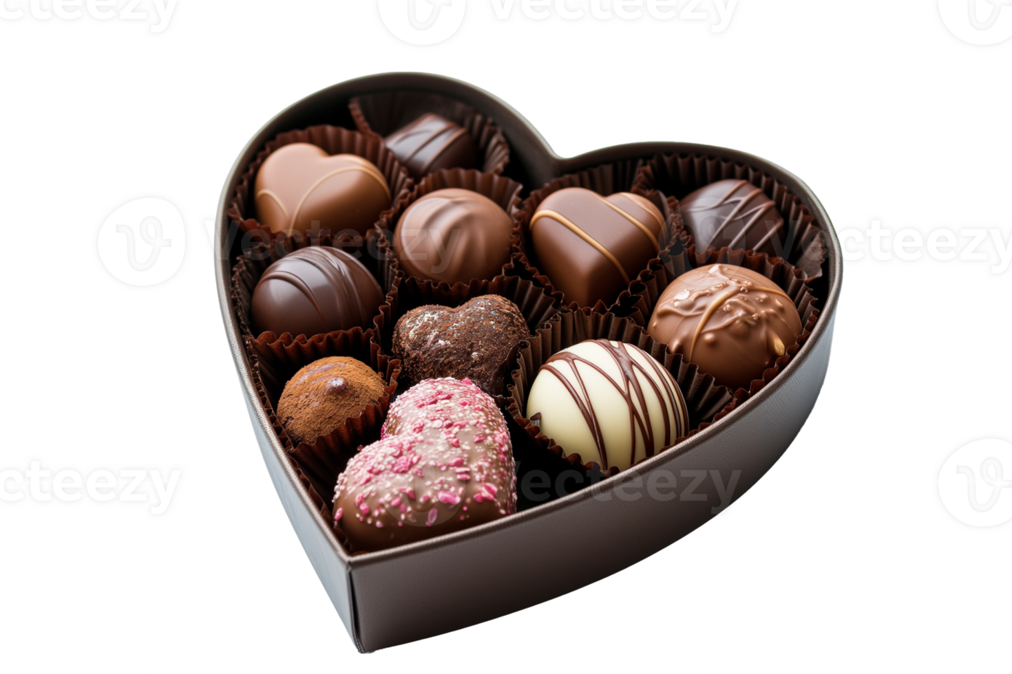 AI generated Heart Shaped Box of Valentine Chocolates png