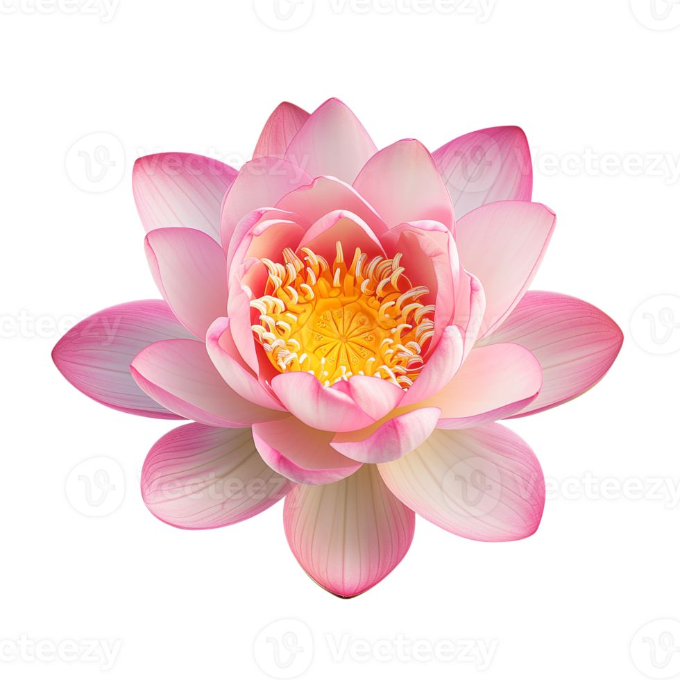 AI generated lotus flower isolated on transparent background top view png