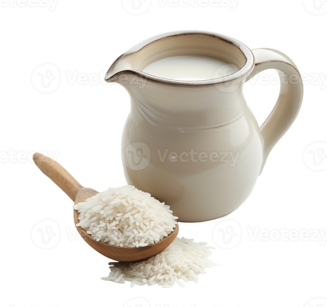 AI generated A jug of rice milk isolated on a transparent background