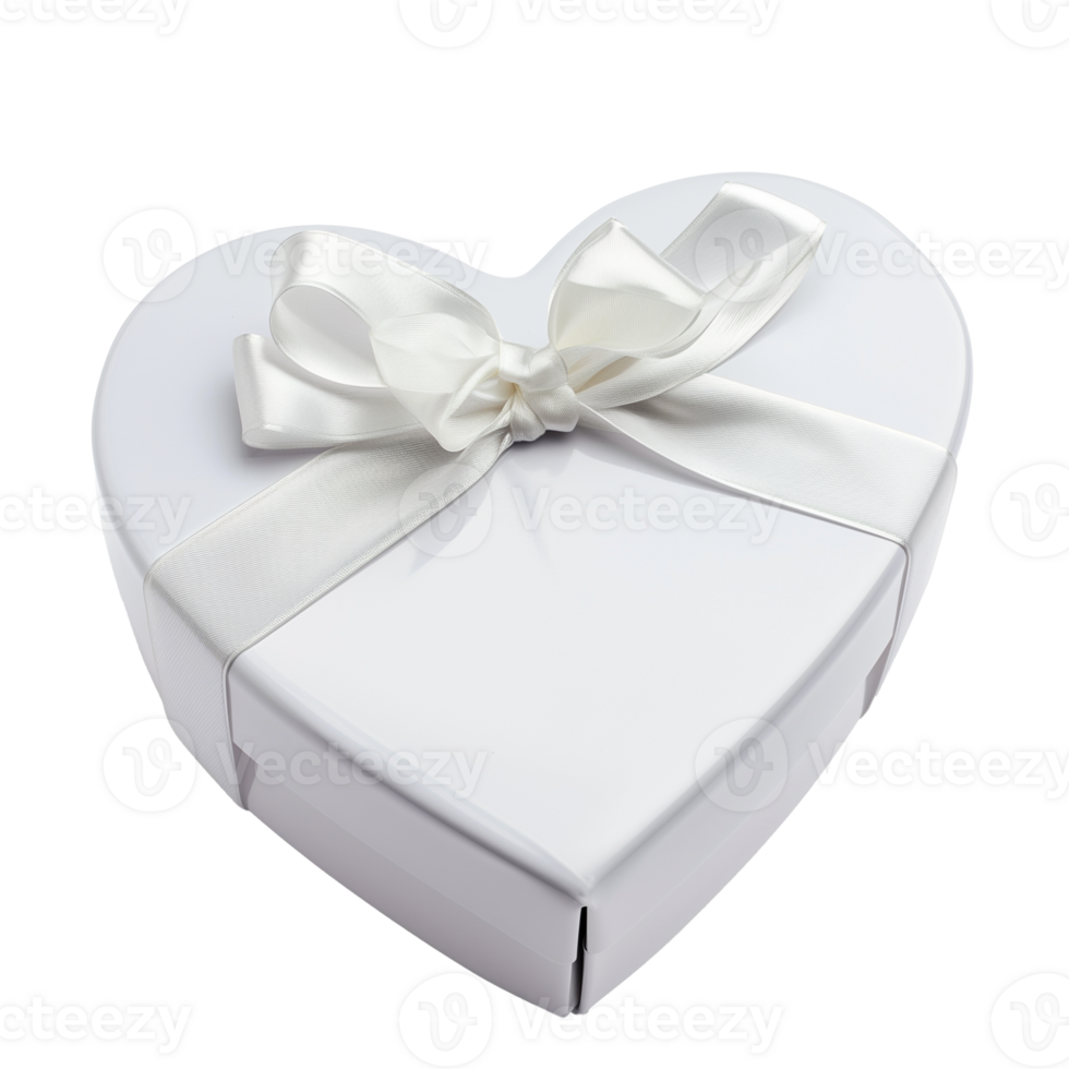 AI generated White Heart Gift Box Valentines Theme png
