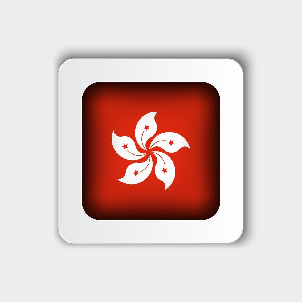 Hong Kong Flag Button Flat Design vector