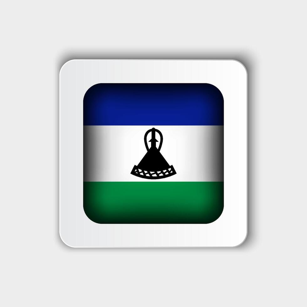 Lesotho Flag Button Flat Design vector