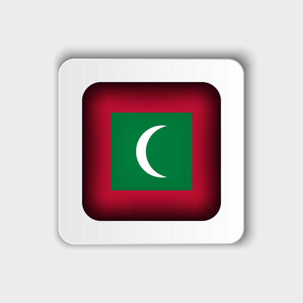 Maldives Flag Button Flat Design vector