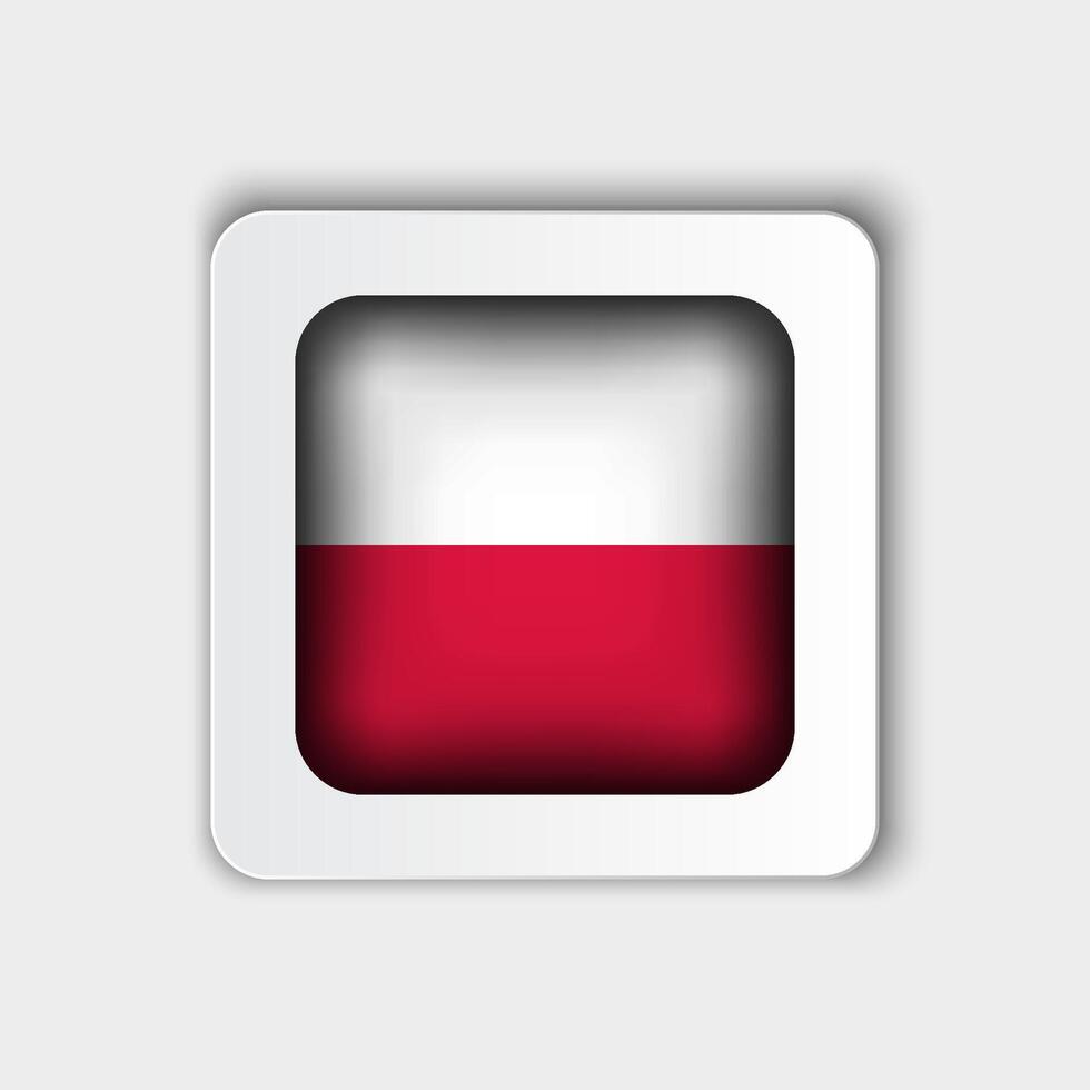 Poland Flag Button Flat Design vector