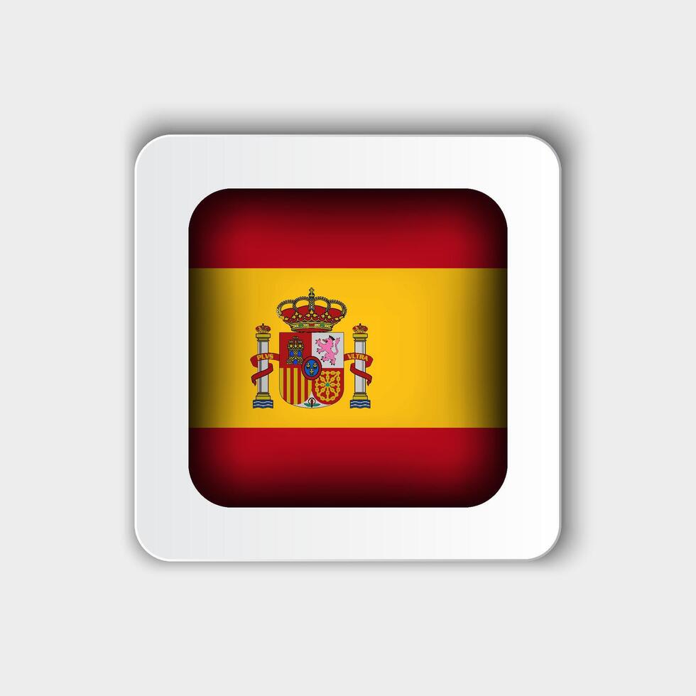 Spain Flag Button Flat Design vector