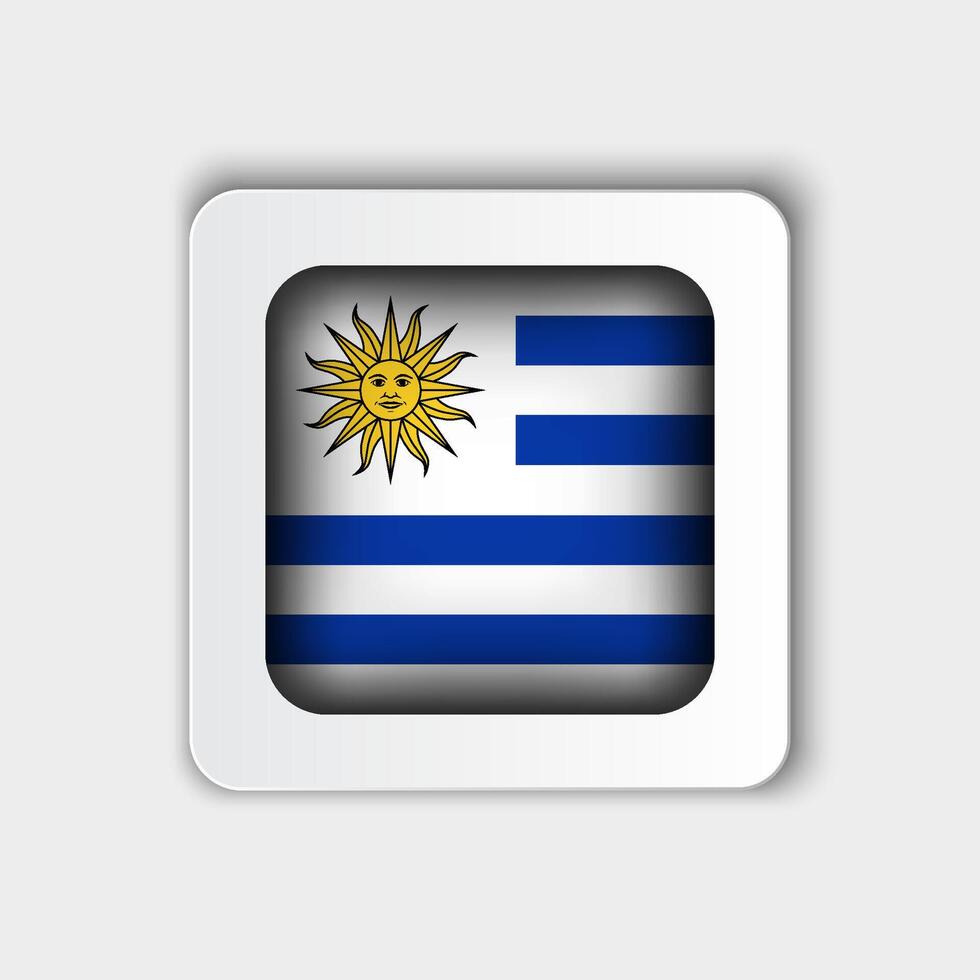 Uruguay Flag Button Flat Design vector