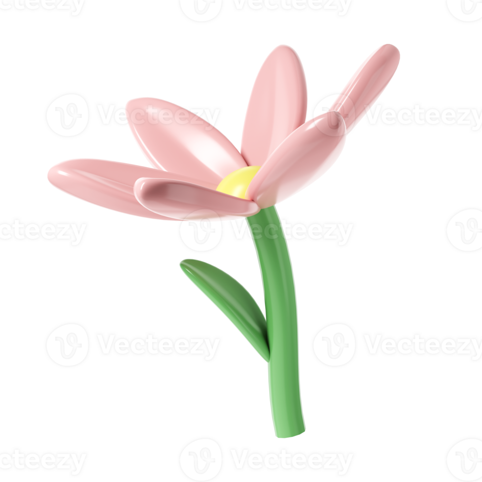 3d Pink spring cherry blossom flower transparent. Including petals, and bud. Graphic cute element design for web, greeting card png