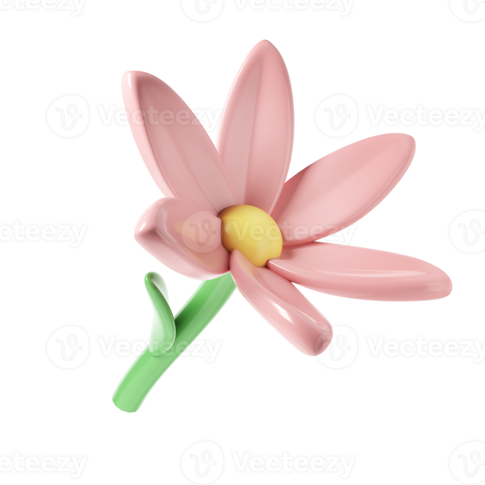 3d Pink spring cherry blossom flower transparent. Including petals, and bud. Graphic cute element design for web, greeting card png