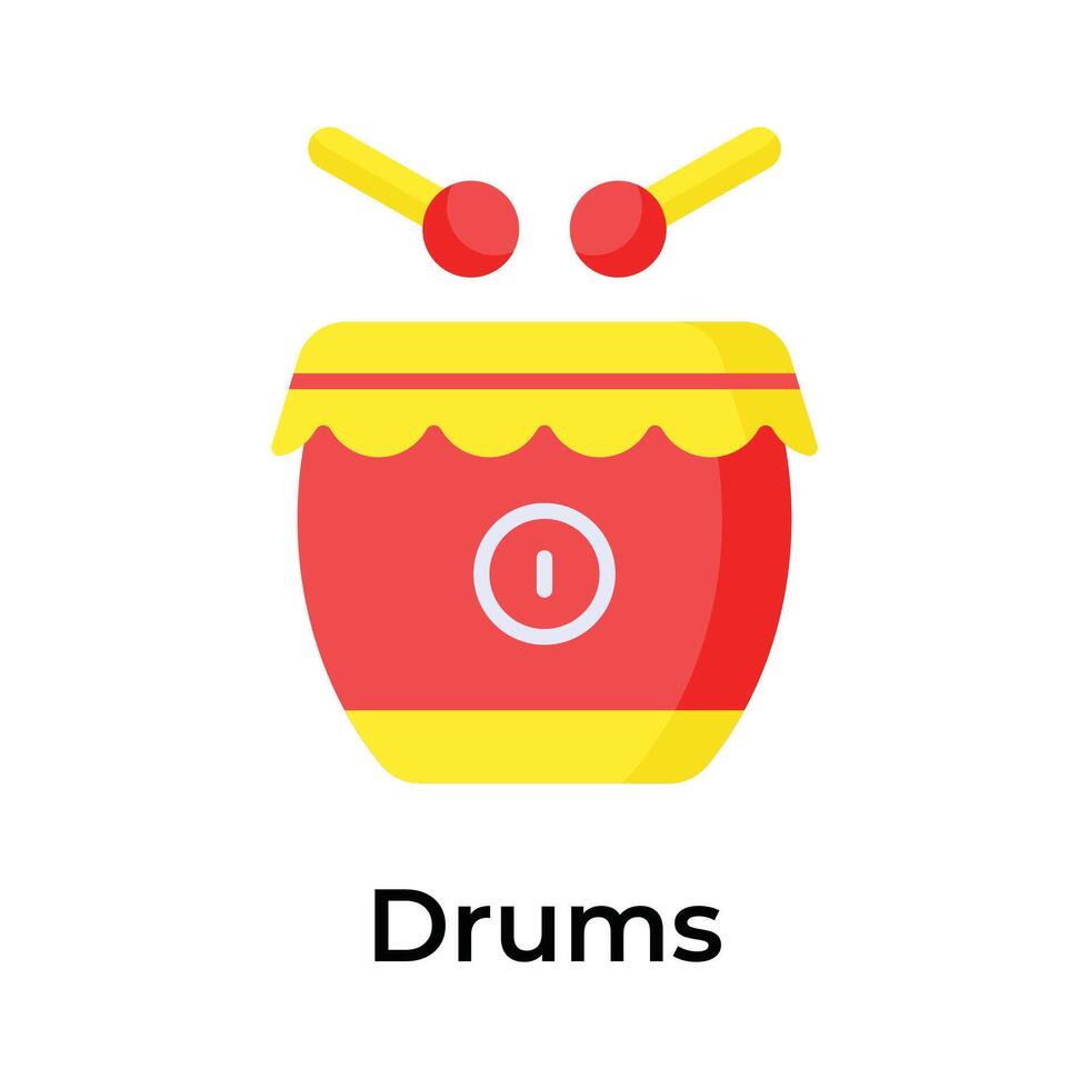 Chinese Traditional Musical Drum with rattles vector design, editable icon