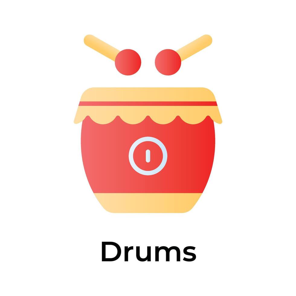 Chinese Traditional Musical Drum with rattles vector design, editable icon