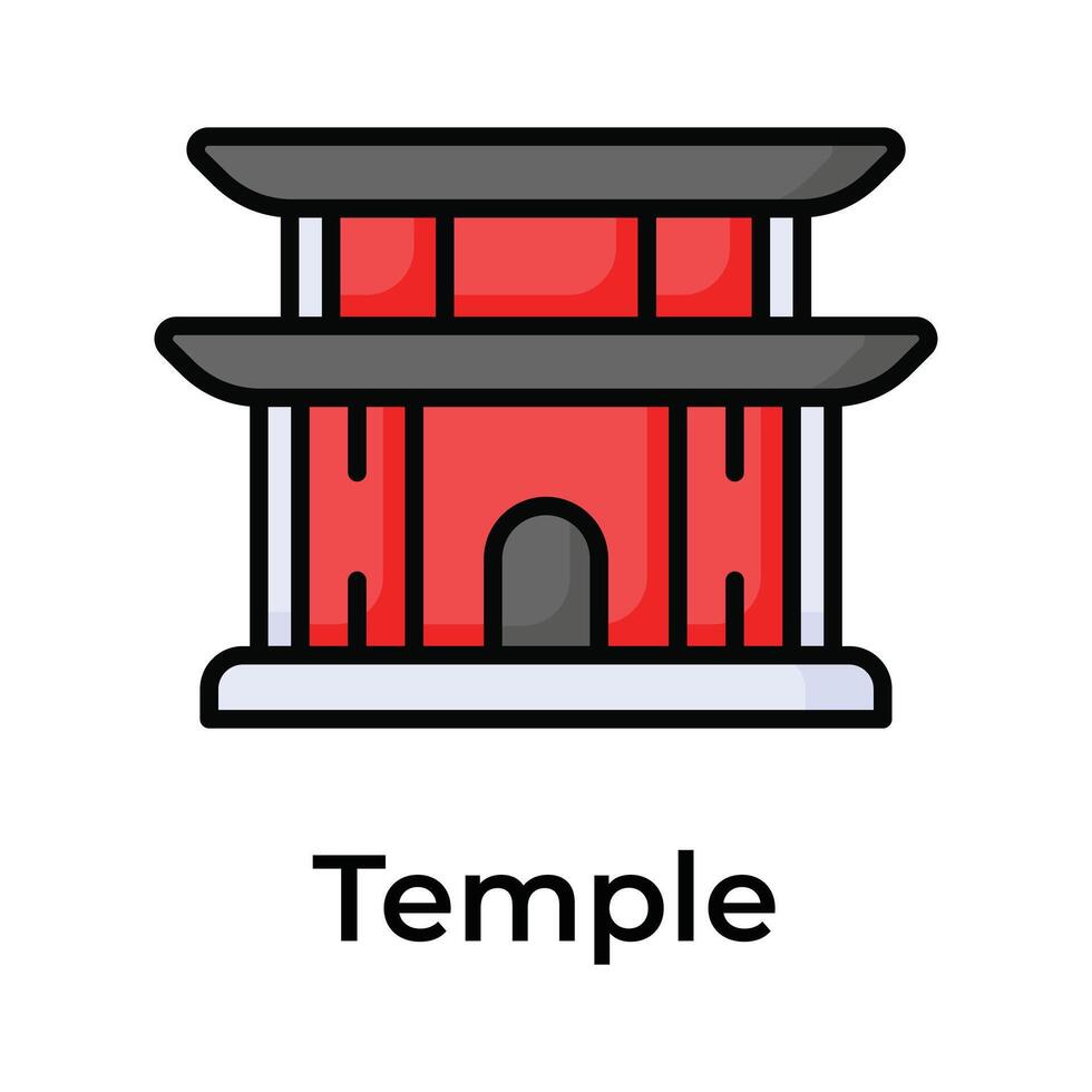 Chinese religious building vector design, chinese temple icon