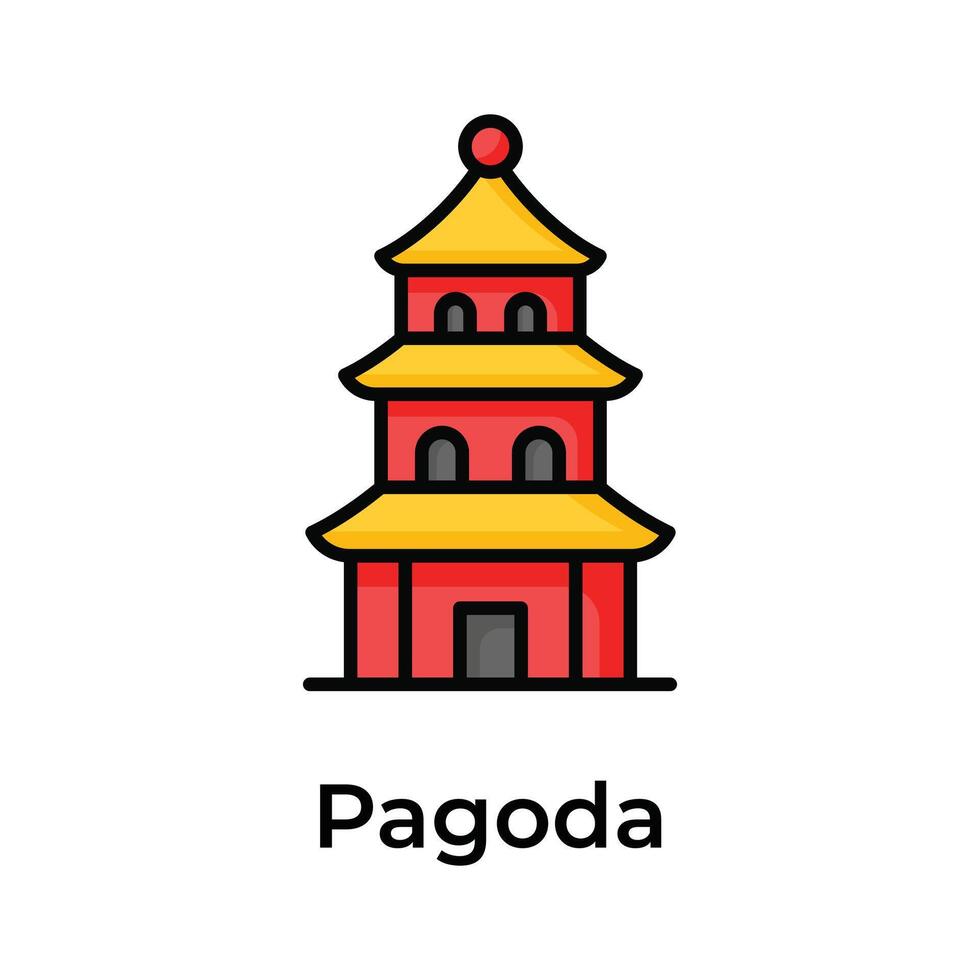 Chinese temple, historical tower building, chinese worship place, amazing icon of pagoda in modern style vector