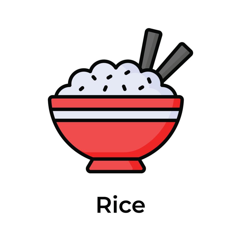 chino arroz en un cuenco con palillos, editable icono de arroz cuenco vector