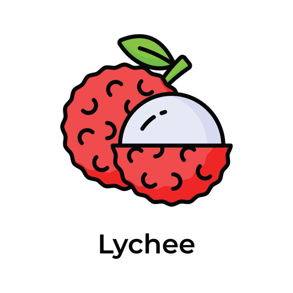 A white pulpy fruit with thin shell around showing lychee, rich taste fruit vector