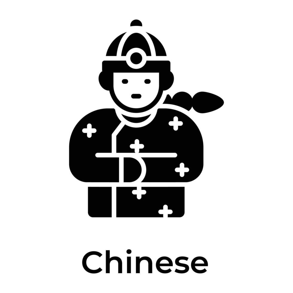 chino mujer vistiendo tradicional ropa, icono de chino mujer vector