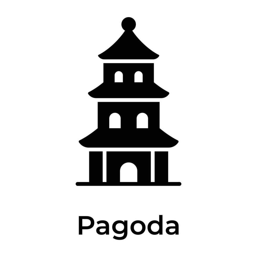 chino templo, histórico torre edificio, chino Adoración lugar, increíble icono de pagoda en moderno estilo vector