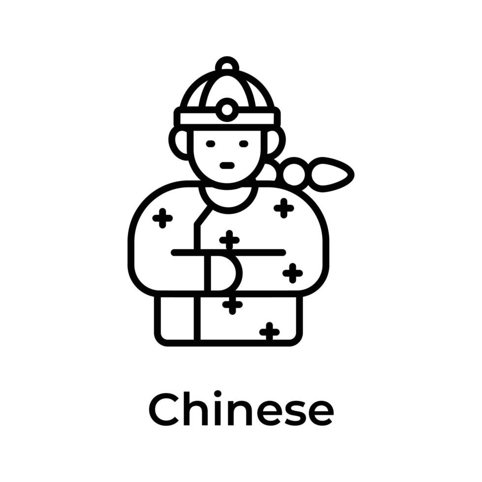 chino mujer vistiendo tradicional ropa, icono de chino mujer vector