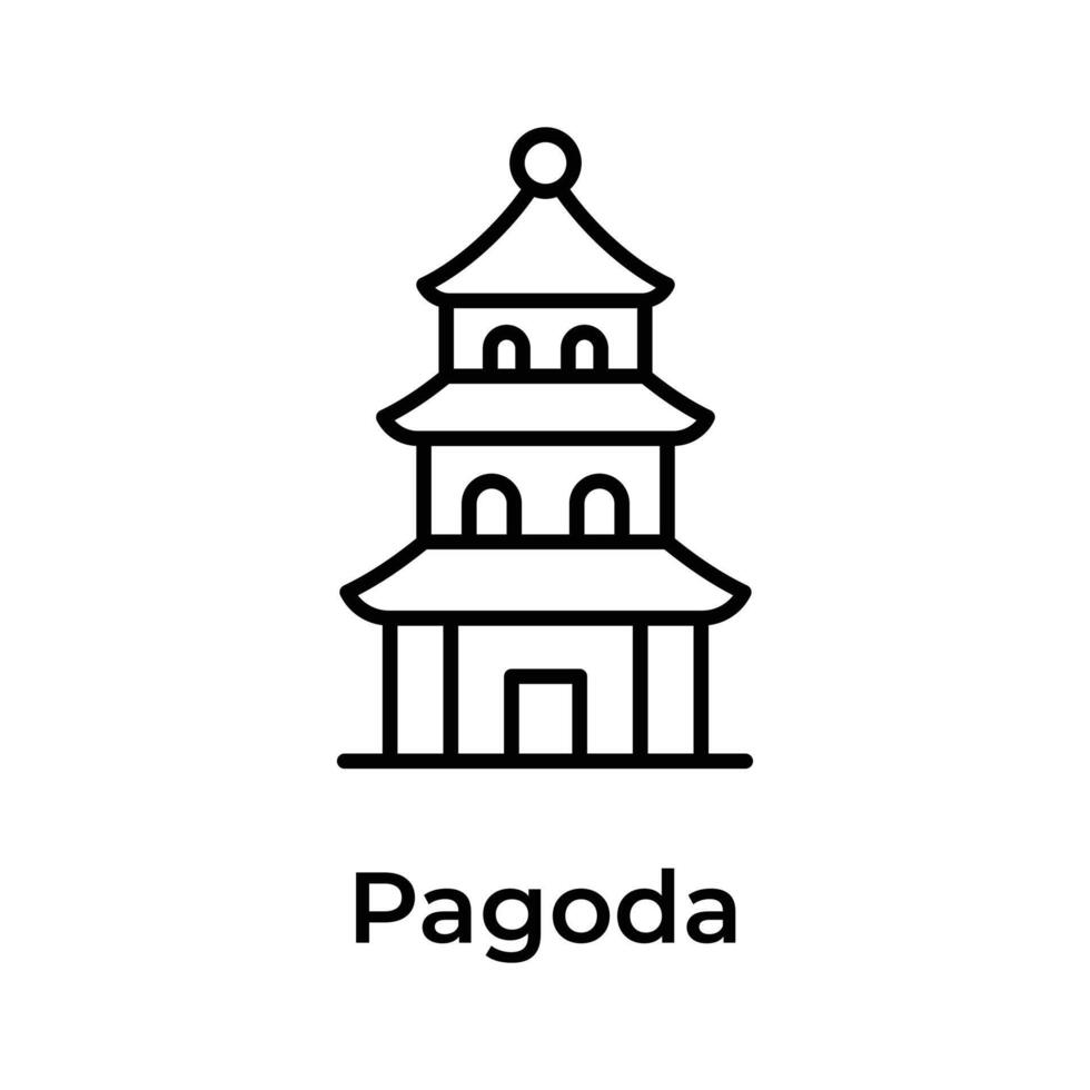 chino templo, histórico torre edificio, chino Adoración lugar, increíble icono de pagoda en moderno estilo vector