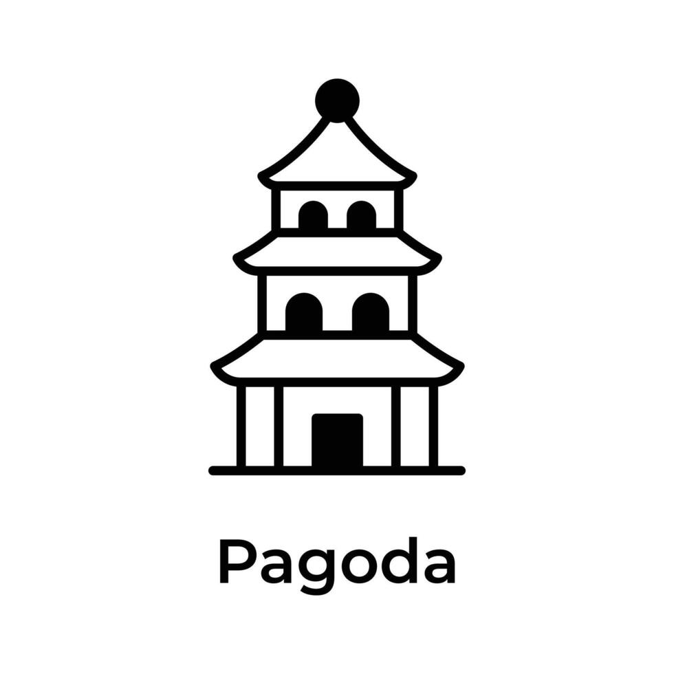 chino templo, histórico torre edificio, chino Adoración lugar, increíble icono de pagoda en moderno estilo vector