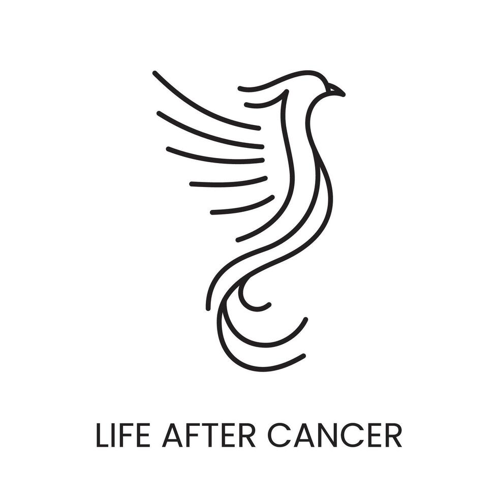 Life after cancer line icon vector phoenix bird