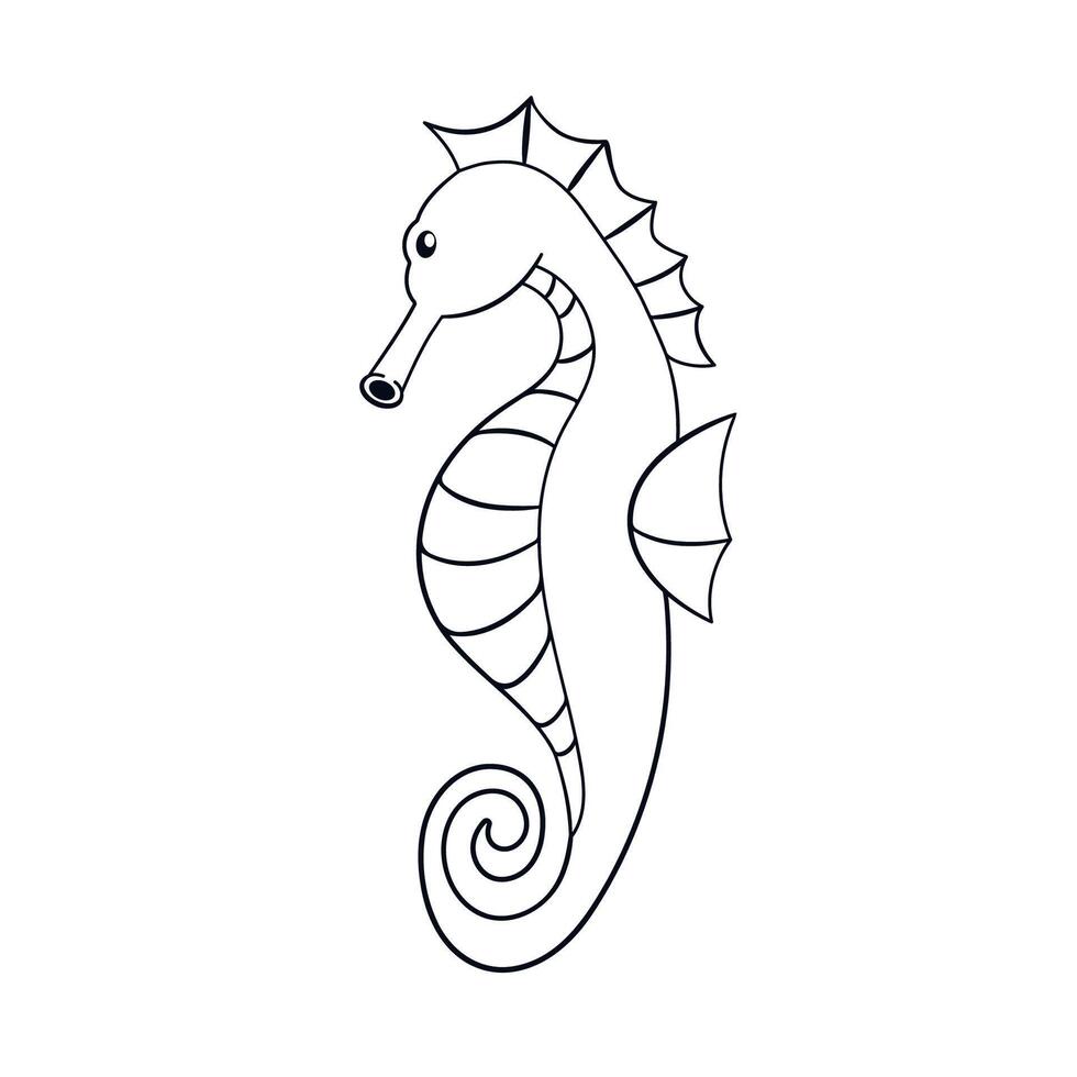 caballo de mar logo en línea Arte estilo. pequeño mar criatura forma para mar vida icono. vector ilustración aislado en un blanco antecedentes.