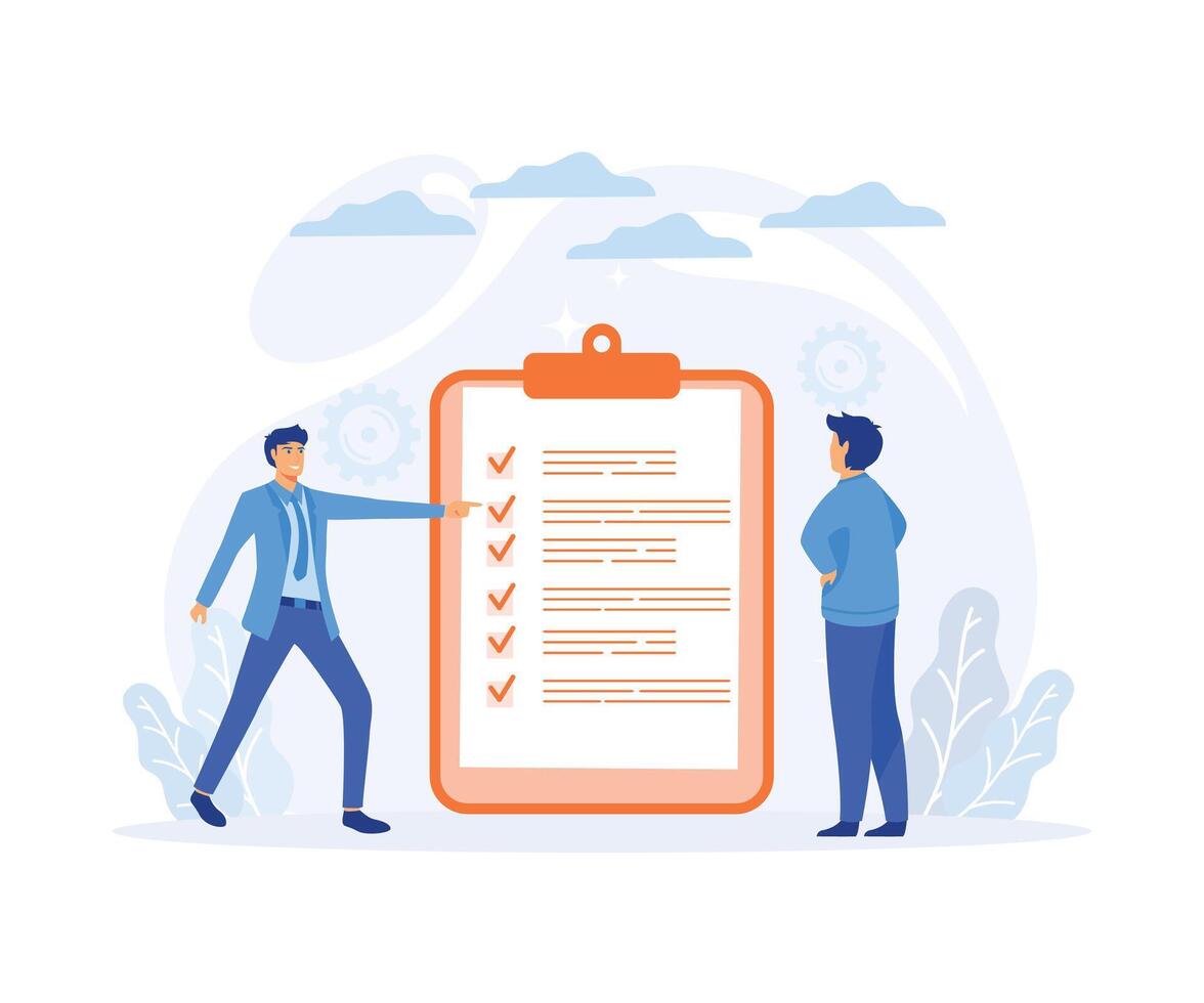 concept of duties and responsibilities for work, Job description, qualifications and requirements for job positions.  flat vector modern illustration