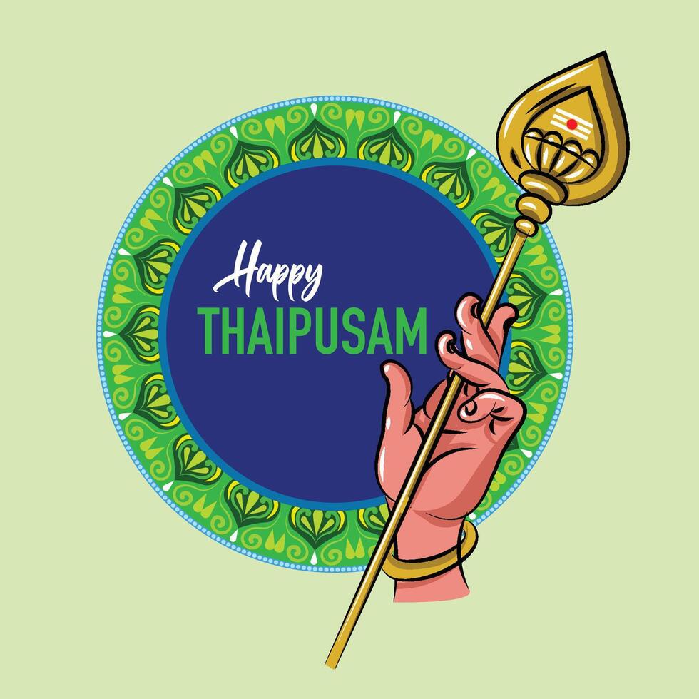 Happy Thaipusam or Thaipoosam festival celebrated by the Tamil community in India. Lord murugan hand holding Vel, spear vector