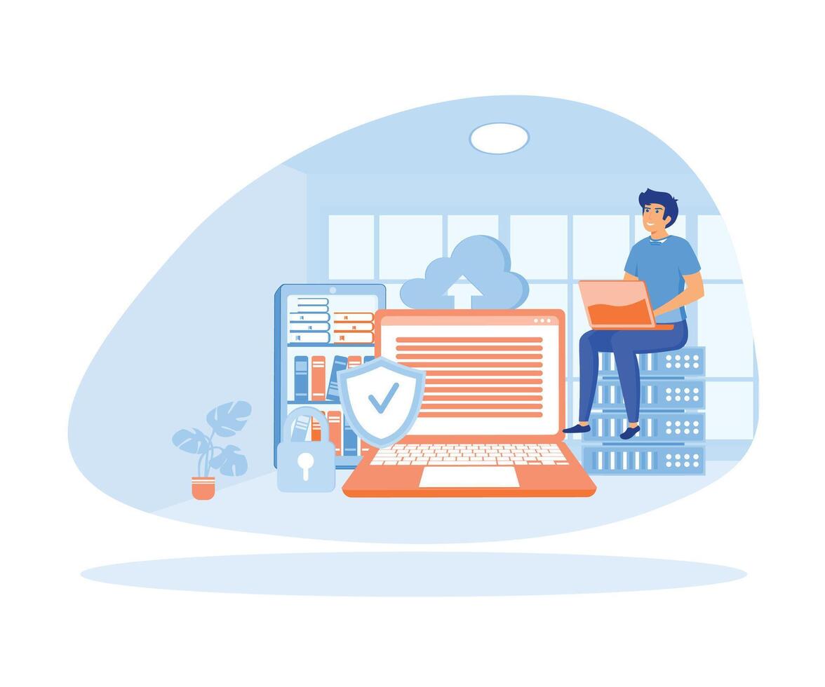 Hackers stealing personal data. flat vector modern illustration