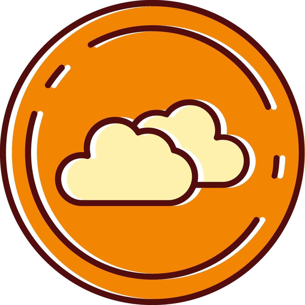 nube lleno resbaló retro icono vector