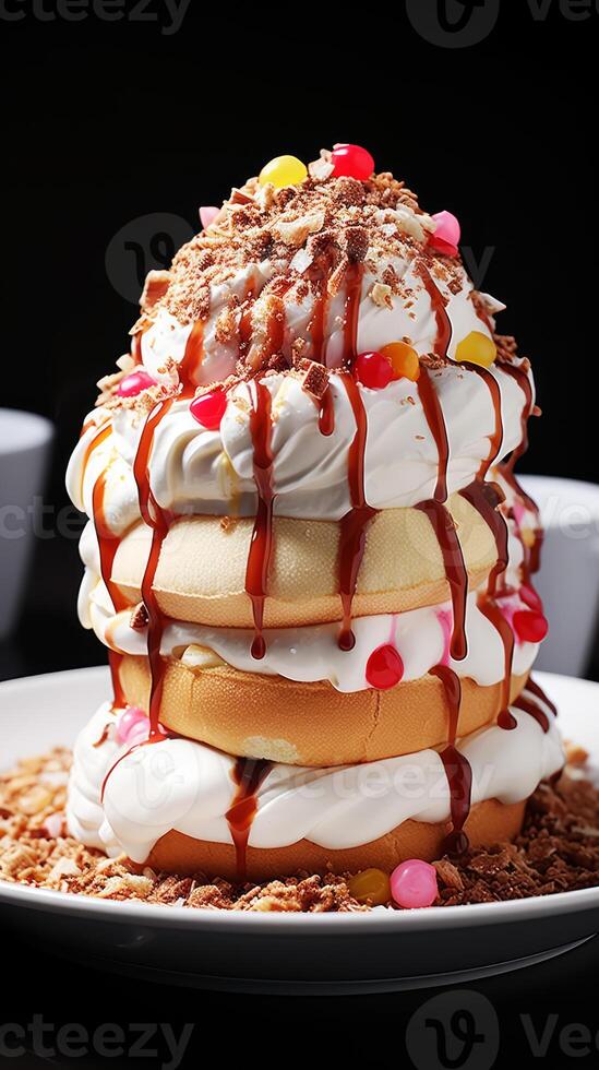 AI generated Vanilla cream with whipping cream. photo