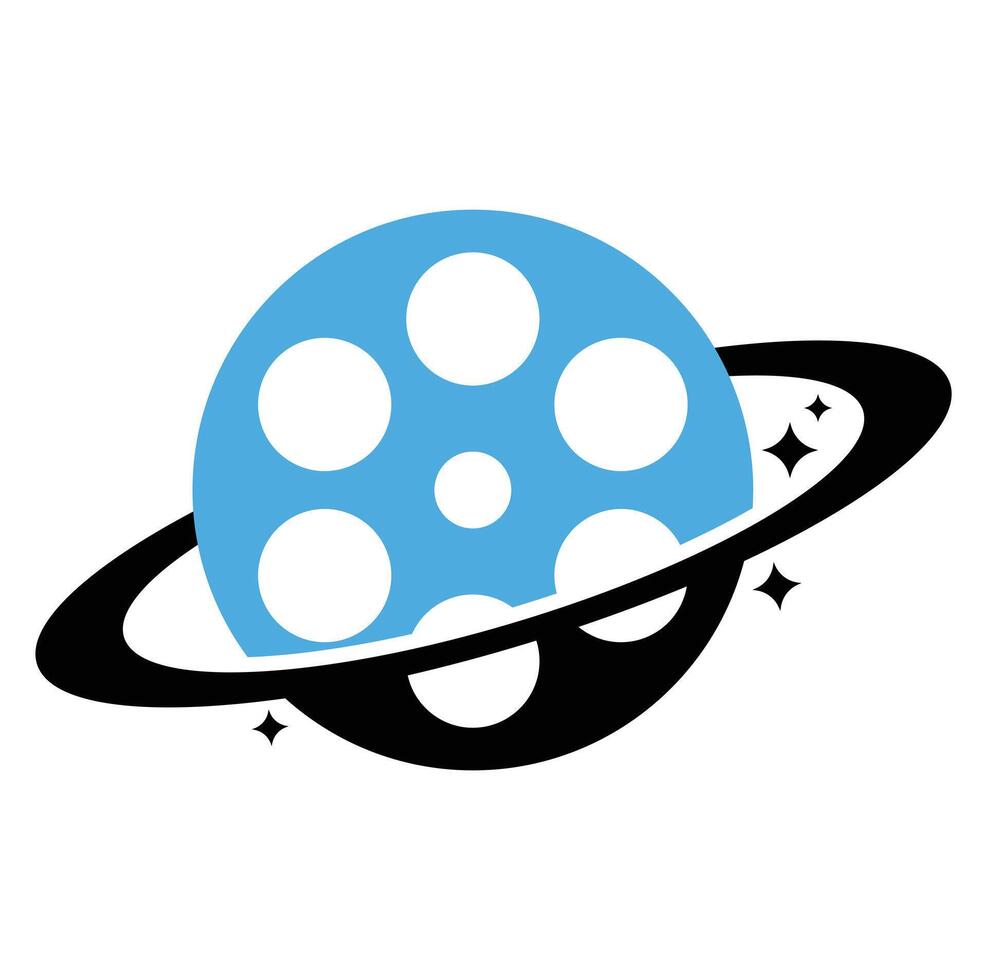 Planet film vector logo design.