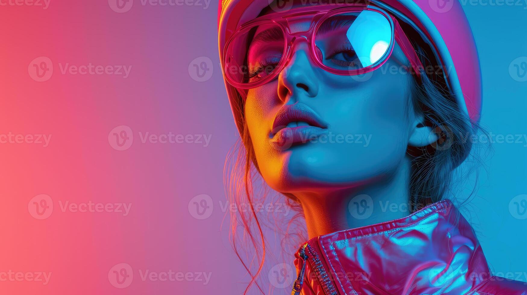 AI generated Futuristic Odyssey Women in Jackets and Helmets for Space Travel, suitable for magazine covers, wallpapers, websites, and advertisements. photo