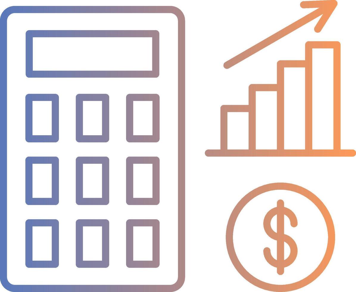 icono de gradiente de línea de contabilidad vector