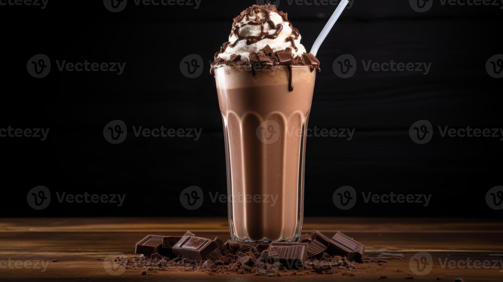 AI generated Delicious Chocolate Milkshake With Whipped Cream photo