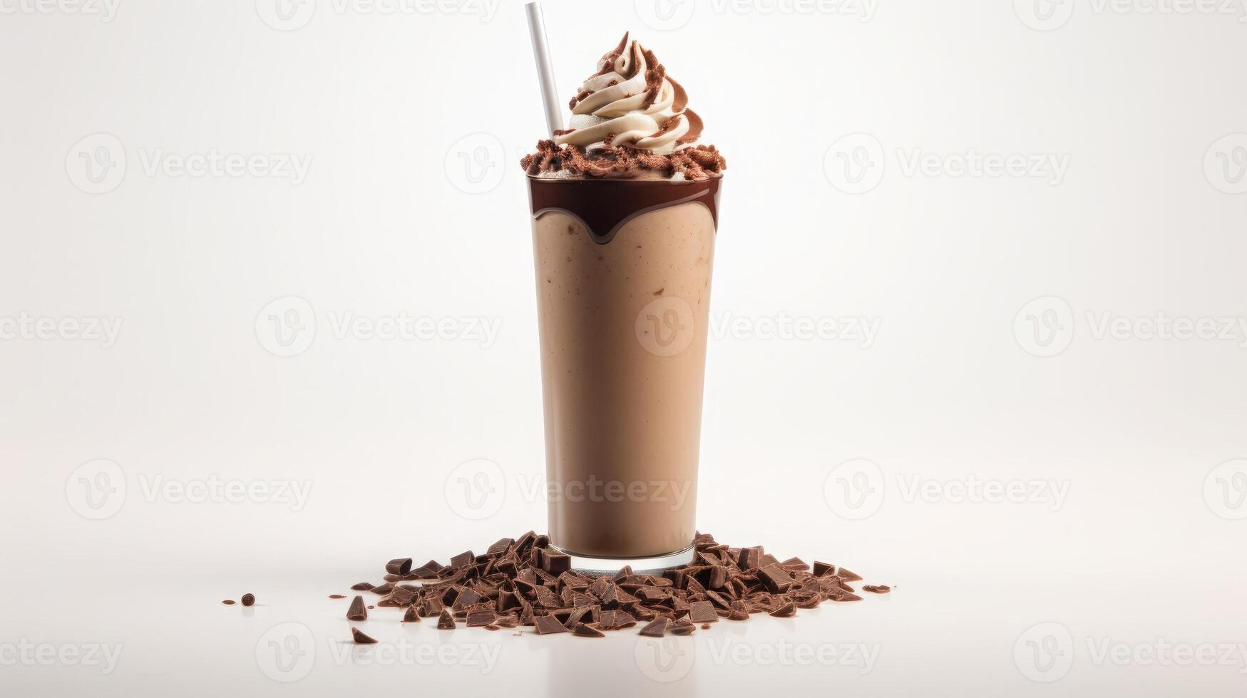 AI generated Delicious Chocolate Milkshake With Whipped Cream photo