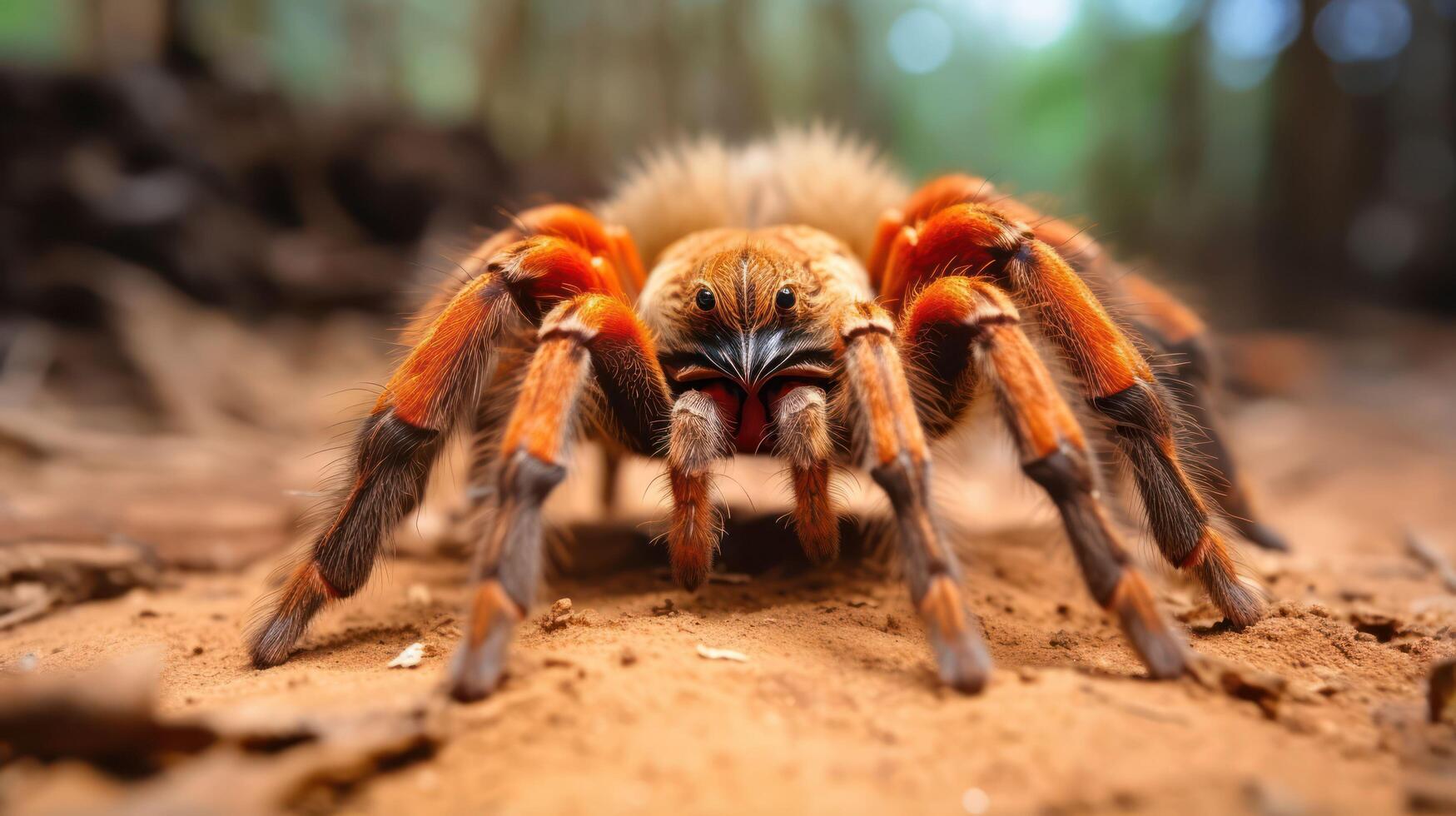 ai generado tarántula en tierra foto