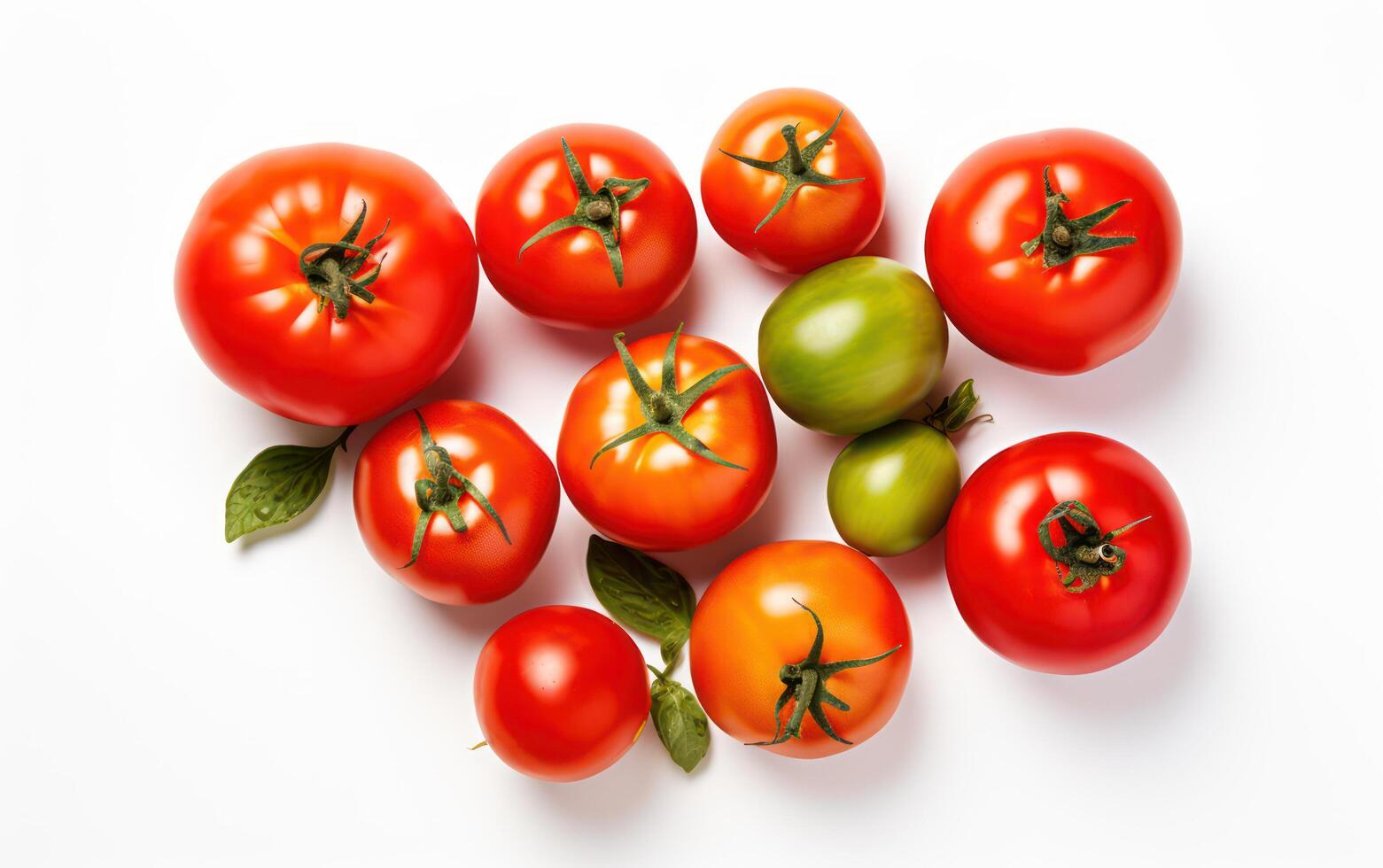 AI generated bunch of tomatoes isolated on white background photo